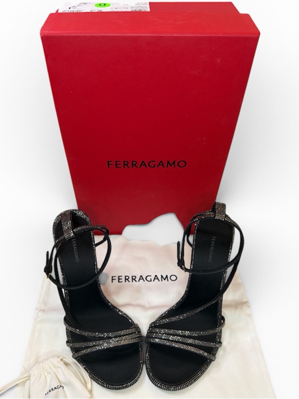 FERAGAMO Denise Crystal Embellished Ankle Strap Sandals